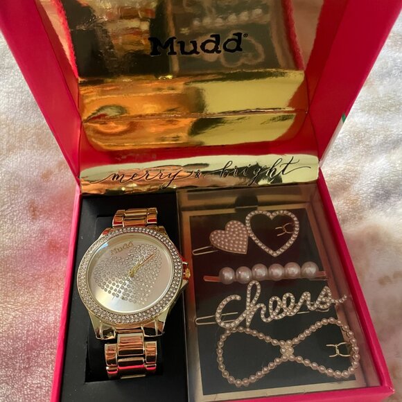 MUDD Gold Watch with Hair Clips main image 4